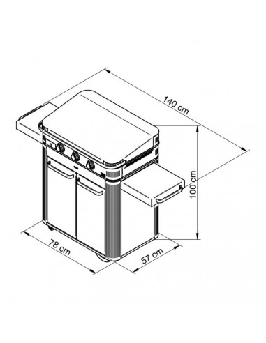 COMBO PLANCHA ENOSIGN GAZ 80 TOUT INOX CHARIOT & CAPOT ENO