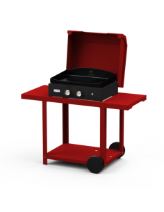 PLANCHA PURE GRILL 260 ROUGE + CHARIOT ROUGE + CAPOT ROUGE