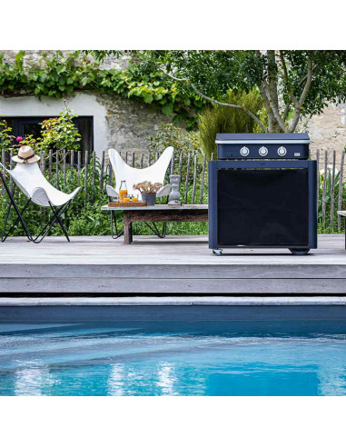 DESSERTE ACHILLE BLEU NAVY VERSION SIMPLE 4 ROULETTES ENO