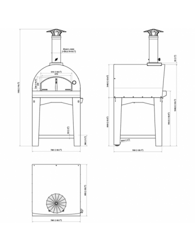 FOUR A PIZZA BOIS MARGHERITA ANTHRACITE AVEC CHARIOT FONTANA