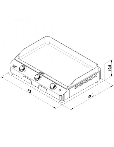 PLANCHA FUSION GAZ 75 GRIS CARGO ENO 3 BRÛLEURS ENO