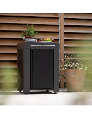 Desserte FELIX en acier gris et noir ENO