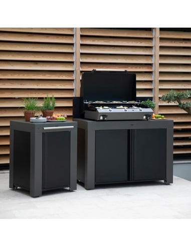 Desserte FELIX en acier gris et noir ENO