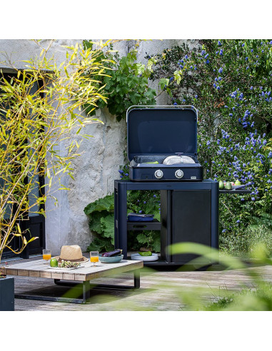 DESSERTE ACHILLE GRIS CARGO VERSION AVEC PORTE 4 ROULETTES ENO