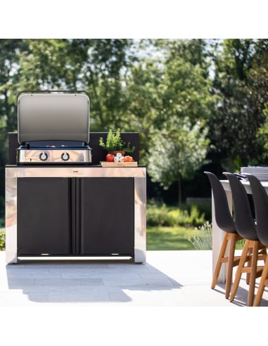 Meuble FELIX 120cm inox et noir ENO