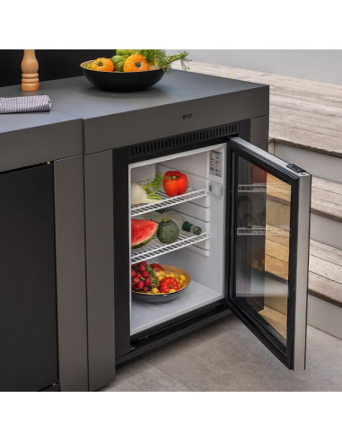 REFRIGERATEUR TROPICALISE ENCASTRE DANS MODULO FRIGO POUR CUISINE ENO GRIS CARGO ENO