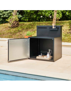 MODULE POUR PLANCHA AVEC COMPTOIR BAR - ACIER NOIR Forge Adour 2