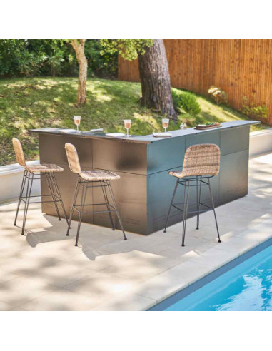 MODULE ANGLE AVEC COMPTOIR BAR - ACIER NOIR Forge Adour