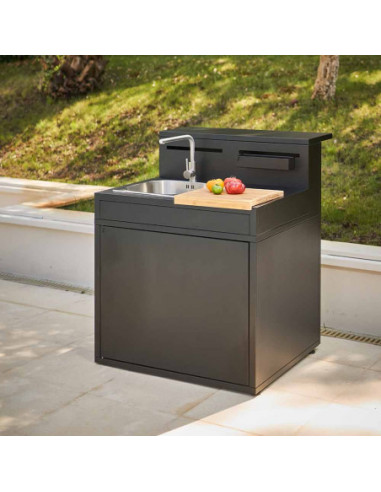 MODULE EVIER AVEC COMPTOIR BAR - ACIER NOIR Forge Adour