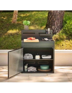 MODULE PLAN DE TRAVAIL AVEC COMPTOIR BAR - ACIER NOIR Forge Adour 2