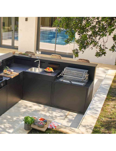 MODULE POUR GRILL 66 AVEC COMPTOIR BAR - ACIER NOIR Forge Adour
