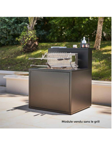 MODULE POUR GRILL 66 AVEC COMPTOIR BAR - ACIER NOIR Forge Adour