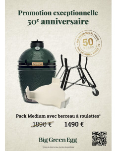 PACK 50 ANS ! BIG GREEN EGG MEDIUM + CONVEGGTOR + BERCEAU A ROULETTES