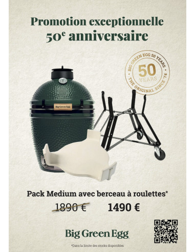 PACK 50 ANS ! BIG GREEN EGG MEDIUM + CONVEGGTOR + BERCEAU A ROULETTES BIG GREEN EGG