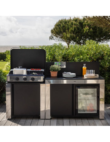 Meuble FELIX 120cm inox et noir ENO
