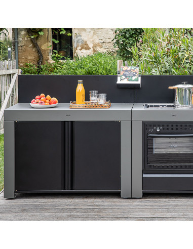 MEUBLE FELIX GRIS CARGO 2 PORTES + ETAGERE + CLOISON ENO