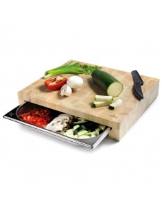 Planche à  découper ENO en bois avec tiroir bac inox Billot ENO 2